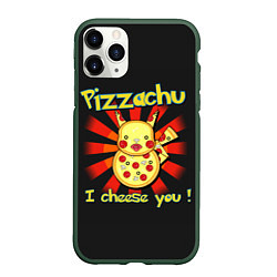 Чехол iPhone 11 Pro матовый Пиццачу, цвет: 3D-темно-зеленый