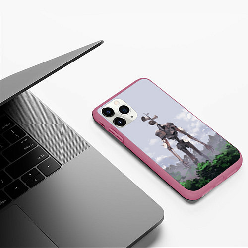 Чехол iPhone 11 Pro матовый СИРЕНОГОЛОВЫЙ ЛЕС / 3D-Малиновый – фото 3