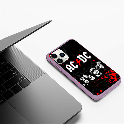 Чехол iPhone 11 Pro матовый AC DC HIGHWAY TO HELL / 3D-Сиреневый – фото 3