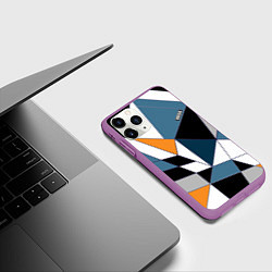 Чехол iPhone 11 Pro матовый Геометрический узор, цвет: 3D-фиолетовый — фото 2