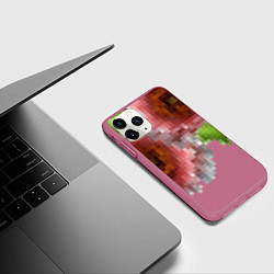 Чехол iPhone 11 Pro матовый Пиксельный узор Маки, цвет: 3D-малиновый — фото 2