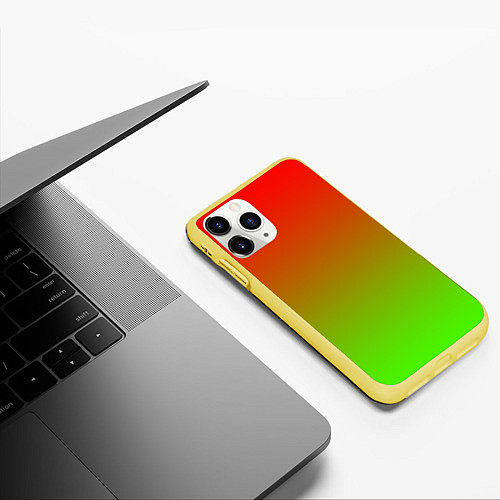 Чехол iPhone 11 Pro матовый Градиент Яблоко / 3D-Желтый – фото 3