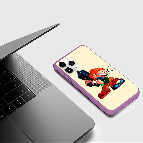 Чехол iPhone 11 Pro матовый Пико с оружием / 3D-Фиолетовый – фото 3
