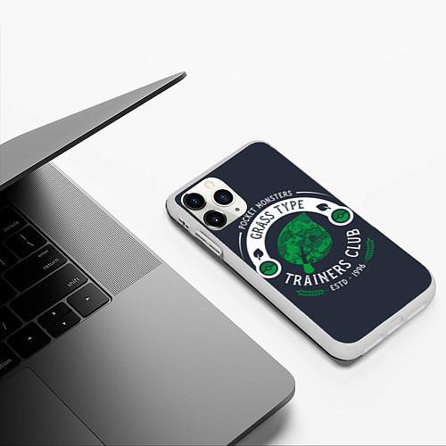 Чехол iPhone 11 Pro матовый Тренер травяных покемонов / 3D-Белый – фото 3