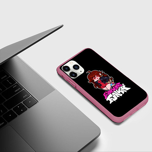 Чехол iPhone 11 Pro матовый ГЕРЛФРЕНД FNF / 3D-Малиновый – фото 3