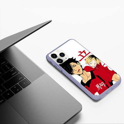 Чехол iPhone 11 Pro матовый Куроо и Кенма, Haikyuu!! / 3D-Светло-сиреневый – фото 3