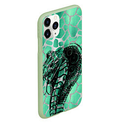 Чехол iPhone 11 Pro матовый Кобра Змеиный стиль, цвет: 3D-салатовый — фото 2