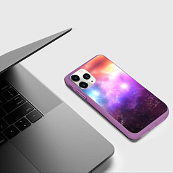 Чехол iPhone 11 Pro матовый Космос, сияние и звезды, цвет: 3D-фиолетовый — фото 2