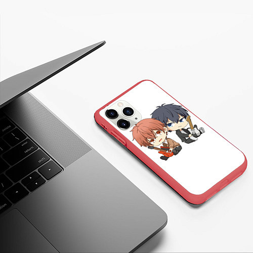 Чехол iPhone 11 Pro матовый Мафую и Рицука Чиби / 3D-Красный – фото 3