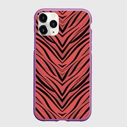 Чехол iPhone 11 Pro матовый Полосатый тигровый узор, цвет: 3D-фиолетовый
