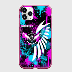 Чехол iPhone 11 Pro матовый FREE FIRE NEON, цвет: 3D-малиновый