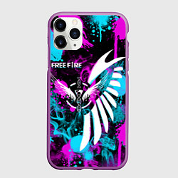 Чехол iPhone 11 Pro матовый FREE FIRE NEON, цвет: 3D-фиолетовый