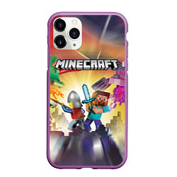 Чехол iPhone 11 Pro матовый MINECRAFT МАЙНКРАФТ Z, цвет: 3D-фиолетовый