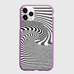 Чехол iPhone 11 Pro матовый Черно белый мозаичный узор, цвет: 3D-фиолетовый
