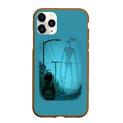 Чехол iPhone 11 Pro матовый СИРЕНОГОЛОВЫЙ И ДЕВОЧКА, цвет: 3D-коричневый