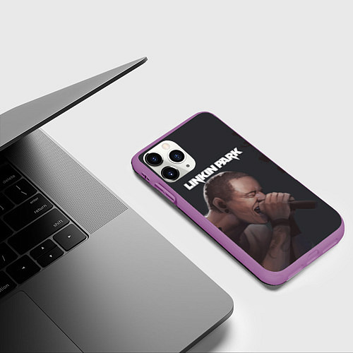 Чехол iPhone 11 Pro матовый LINKIN PARK ЛИНКИН ПАРК Z / 3D-Фиолетовый – фото 3