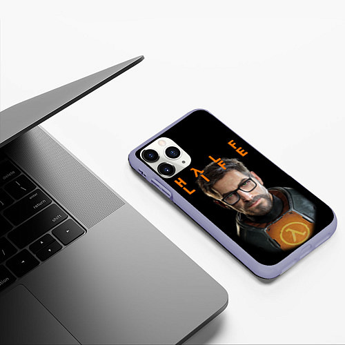 Чехол iPhone 11 Pro матовый HALF-LIFE FREEMAN ФРИМАН Z / 3D-Светло-сиреневый – фото 3