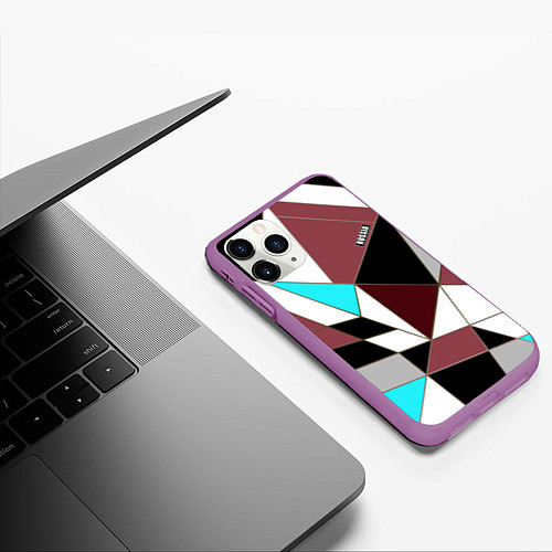 Чехол iPhone 11 Pro матовый Геометрический узор / 3D-Фиолетовый – фото 3