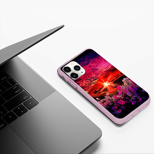 Чехол iPhone 11 Pro матовый МАЛИНОВЫЙ ЗАКАТ / 3D-Розовый – фото 3