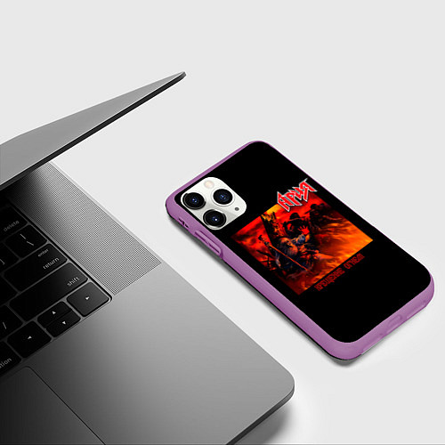 Чехол iPhone 11 Pro матовый Ария - КРЕЩЕНИЕ ОГНЕМ / 3D-Фиолетовый – фото 3