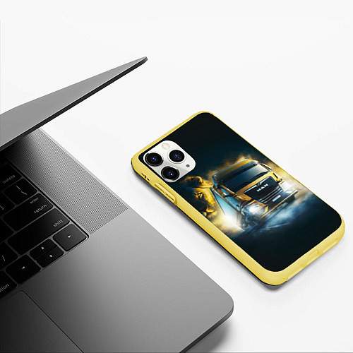 Чехол iPhone 11 Pro матовый Man Leon / 3D-Желтый – фото 3