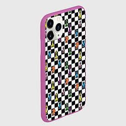 Чехол iPhone 11 Pro матовый Яркая шахматная доска, цвет: 3D-фиолетовый — фото 2