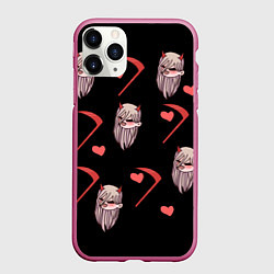 Чехол iPhone 11 Pro матовый Чиби Пауэр, цвет: 3D-малиновый