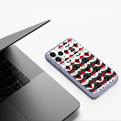Чехол iPhone 11 Pro матовый Абстрактный красно-серый узор, цвет: 3D-светло-сиреневый — фото 2