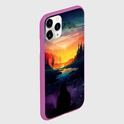Чехол iPhone 11 Pro матовый ПЕЙЗАЖ НАД ЗВЕЗДАМИ, цвет: 3D-фиолетовый — фото 2