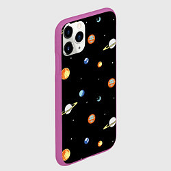Чехол iPhone 11 Pro матовый Планеты в космосе, цвет: 3D-фиолетовый — фото 2