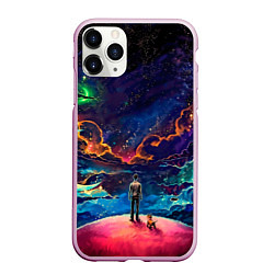 Чехол iPhone 11 Pro матовый Глубокий космос, цвет: 3D-розовый