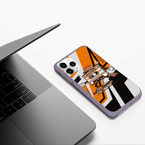 Чехол iPhone 11 Pro матовый Кассета на скейте / 3D-Серый – фото 3
