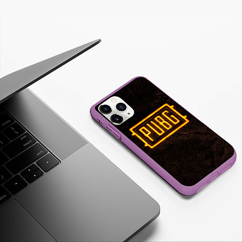 Чехол iPhone 11 Pro матовый PUBG ПАБГ NEON / 3D-Фиолетовый – фото 3