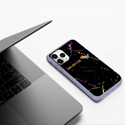 Чехол iPhone 11 Pro матовый Pop It Anti Stress - Dinosaur - Grunge / 3D-Светло-сиреневый – фото 3