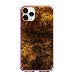 Чехол iPhone 11 Pro матовый Желто-черная текстура камня, цвет: 3D-розовый