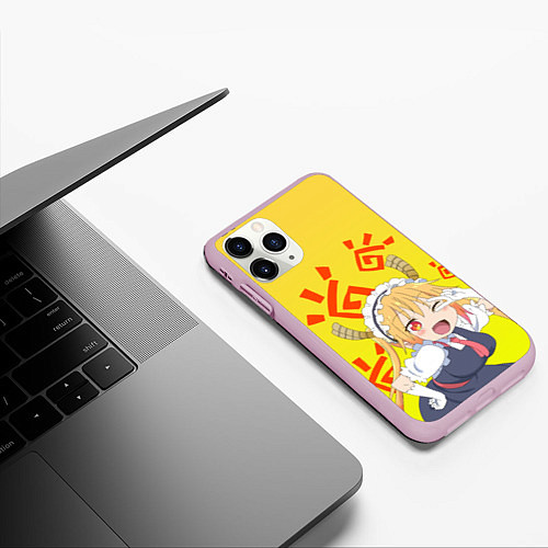 Чехол iPhone 11 Pro матовый Тору, Дракон-горничная Кобаяши / 3D-Розовый – фото 3