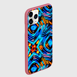 Чехол iPhone 11 Pro матовый Желто-синий абстрактный узор, цвет: 3D-малиновый — фото 2