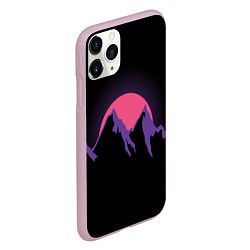 Чехол iPhone 11 Pro матовый Горы на фоне заката, цвет: 3D-розовый — фото 2