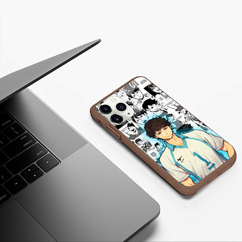 Чехол iPhone 11 Pro матовый ТООРУ ОЙКАВА OIKAWA TORU / 3D-Коричневый – фото 3