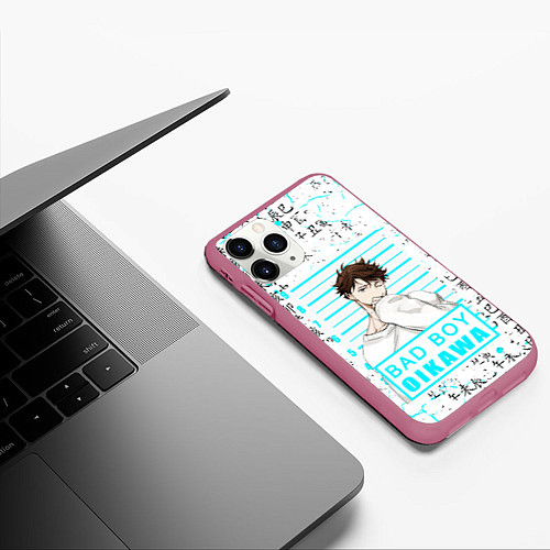 Чехол iPhone 11 Pro матовый ТООРУ ОЙКАВА OIKAWA TORU / 3D-Малиновый – фото 3