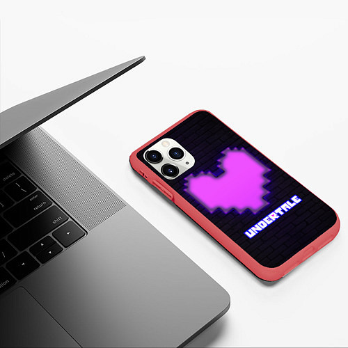 Чехол iPhone 11 Pro матовый UNDERTALE PURPLE HEART / 3D-Красный – фото 3