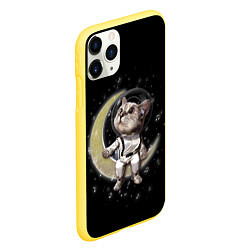 Чехол iPhone 11 Pro матовый КОТИК НА ЛУНЕ, цвет: 3D-желтый — фото 2