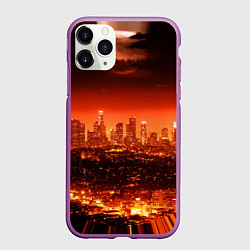 Чехол iPhone 11 Pro матовый Закат в Нью Йорке, цвет: 3D-фиолетовый