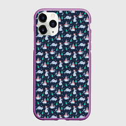 Чехол iPhone 11 Pro матовый НОВОГОДНИЙ ЕНОТ COON Z, цвет: 3D-фиолетовый