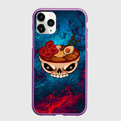 Чехол iPhone 11 Pro матовый Лапша в черепе, цвет: 3D-фиолетовый