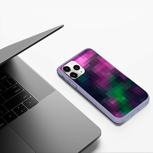 Чехол iPhone 11 Pro матовый Разноцветный геометрический уз / 3D-Светло-сиреневый – фото 3