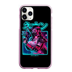 Чехол iPhone 11 Pro матовый Neon girl, цвет: 3D-розовый
