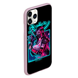 Чехол iPhone 11 Pro матовый Neon girl, цвет: 3D-розовый — фото 2