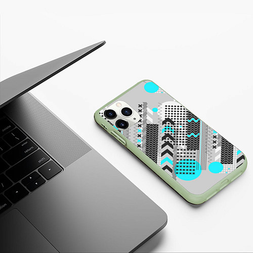 Чехол iPhone 11 Pro матовый Геометрическая форма / 3D-Салатовый – фото 3