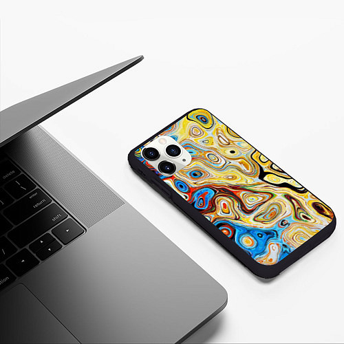 Чехол iPhone 11 Pro матовый Психоделическое искусство / 3D-Черный – фото 3